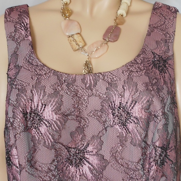 New CARMEN MARC VALVO Sz 14W Dentelle Evening Top - Picture 6 of 8